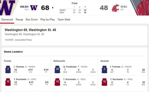 2009 UW Huskies @ WSU Cougars Basketball 1/3 Full Ticket ISAIAH THOMAS THOMPSON - Picture 5 of 11