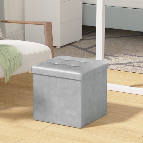 38cm Storage Ottoman Folding Seat Stool Storage Boxes Home Chair Footstool Bench - Picture 14 of 22