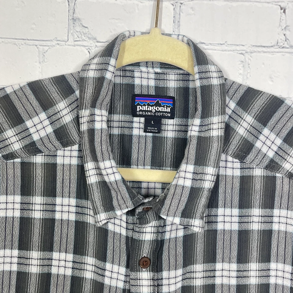 Camisa Patagonia a Cuadros Hombres Grande a Cuadros Abotonada Algodón Orgánico Franela Ligera Foto 4 de 4