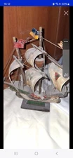 Vintage handmade collectible sailing. Rare sailing boat,ship. with ENGLISH🏴FLAG