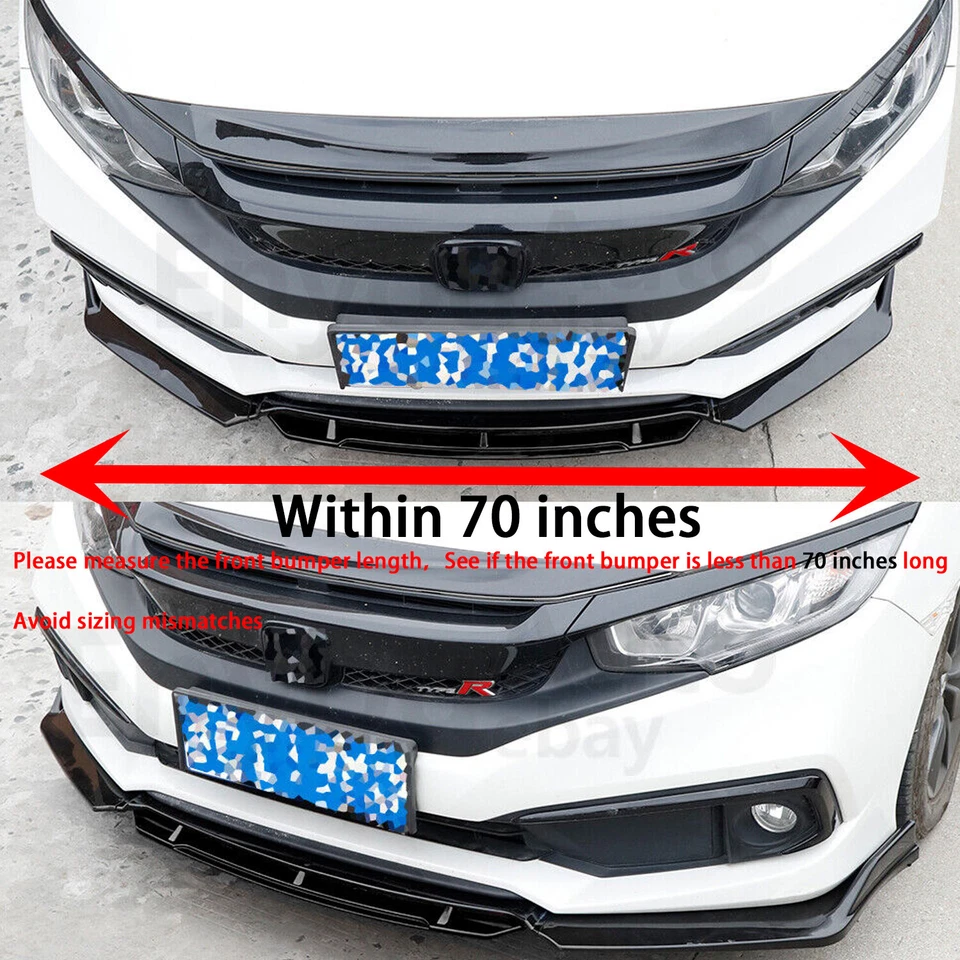 For Volkswagen Arteon Front Bumper Lip Spoiler Splitter Diffuser Gloss Black  - Image 2 of 4