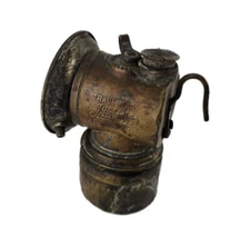 Antique Streamlined Justrite Brass Carbide Miner's Lamp Light Pat Applied 4 USA