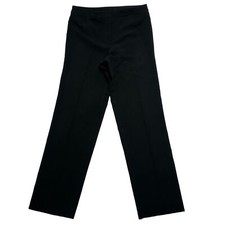 St. John Caviar Wide Leg Dress Pant Trousers Flat Front High Rise Black Size 10