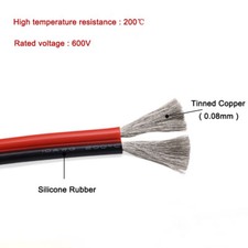 2Pin Red Black Silicone Wire 10AWG-24AWG Extra Soft Silicone Cable Tinned Copper