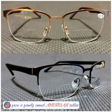 men women BIFOCAL READING glasses SPRING HINGES Matte frame +100~+400 FREE STUFF
