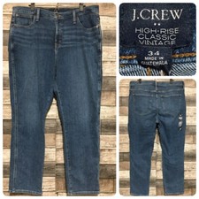 J Crew High Rise Classic Vintage Jeans Women  s 34 Blue Denim Stretch Inseam 28 