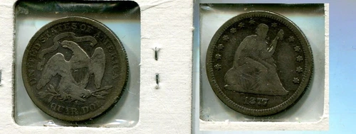 1877 S LIBERTY SEATED SILVER QUARTER VF 5795S