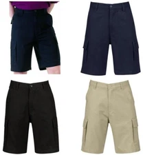 Mens Premium Black Cargo Shorts Cotton Twill Combat Shorts Multi Pocket Workwear