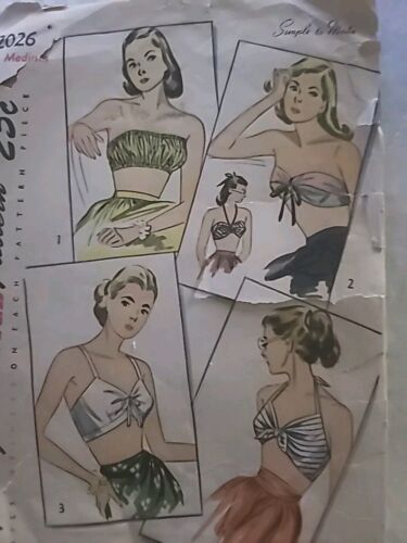 Vtg Simplicity Miss Swimsuit Top/Bra 4 Styles MED 16-18 Bust 34-36 2026 Complete - Picture 3 of 6