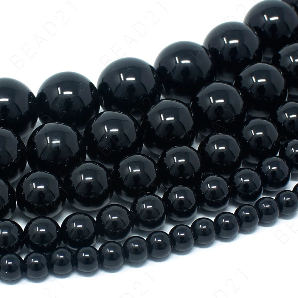 Black Onyx Beads Grade AAA Gemstone Round Loose 4mm 6mm 8mm 10mm 15" Strand
