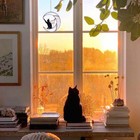 Diy Cat On Moon Hanging Ornament Handmade Sun Crystal Catcher For WindowFF