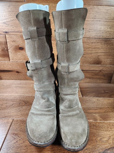 Fiorentini+Baker ETERNITY Gamuza Bronceada Rodilla Alta Moto Bota 3 Correas EURO 38, EE. UU. 8 - Imagen 2 de 22
