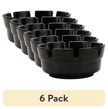 (6 pack) 4-inch Plastic Ashtray, Black