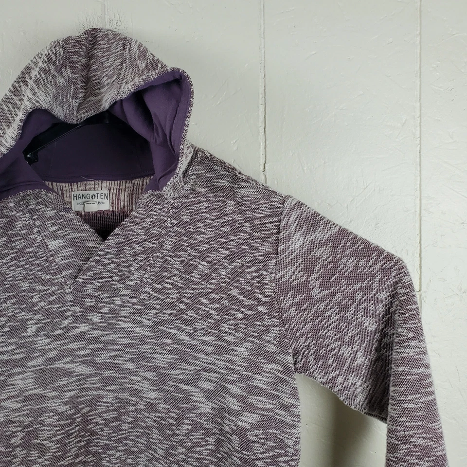 Sudadera con capucha Hang Ten para mujer grande púrpura blanca cuello en V manga larga suéter elástico Foto 3 de 4