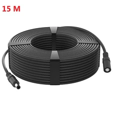 Hiseeu 50ft 5.5mm x 2.1mm 12V DC Power Extension Cable for Security IP Camera