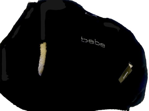bebe Black Cashmere Rhinestone Logo Sweater Woman’s Small MSRP $79.00 - Picture 2 of 8
