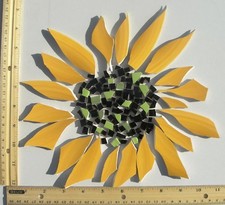 Large Sunflower Mosaic Tile - Broken Cut China Plate Tiles
