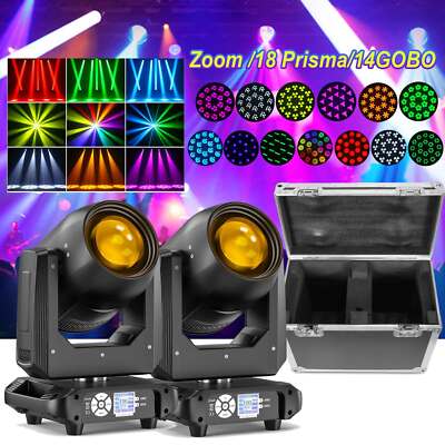2x 200W Zoom Beam Moving Head mit Flightcase LED Gobo 18Prism DMX Party Show DJ