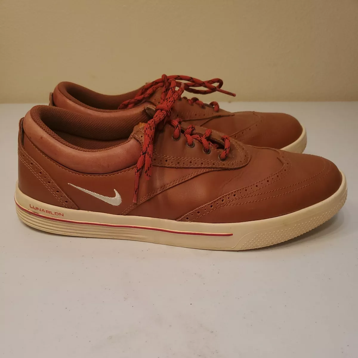 enorm nationalsang kompensation Nike Lunarlon Wingtip Leather Mens 9 D Cognac Brown Golf Shoes 533092-202  EUC | eBay