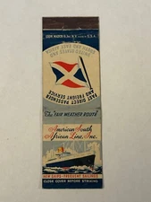 American South African Line Inc Matchbook Cover Passenger Freight Service Ship