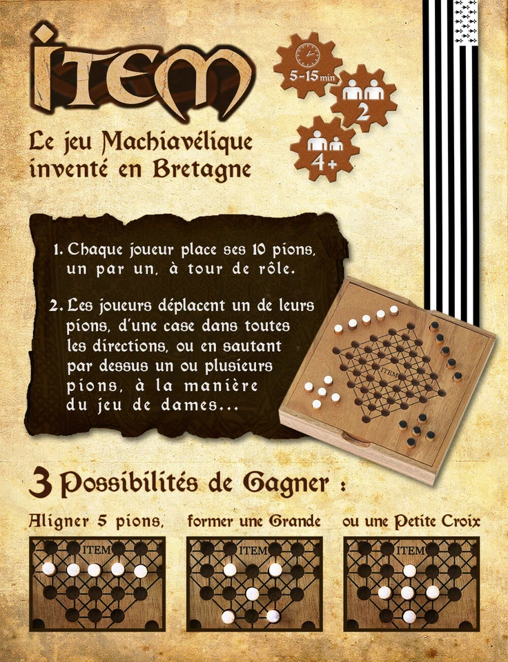 ITEM jeu de société de stratégie breton en bois massif aux normes CE 2 joueurs - Photo 2/4