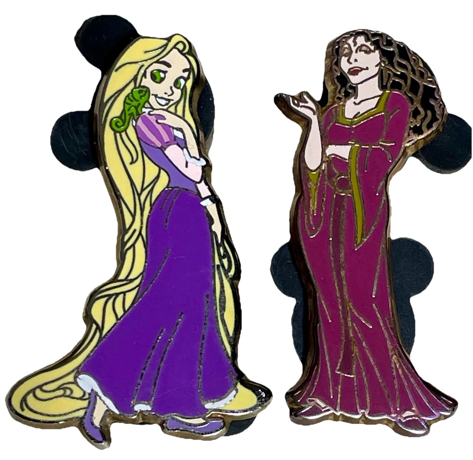 Disney Parks Trading Pin Tangled 2 Piece Set Rapunzel Pascal Mother Gothel 2014