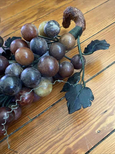 Lot 2 LARGE HEAVY MCM Alabaster Stone Fruit Grape Clusters 15" 16" - Picture 8 of 17