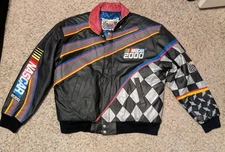 JEFF HAMILTON NASCAR LEATHER RACING COLLECTION VTG XL SPORT COAT JACKET