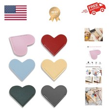 6pcs Leather Bookmarks for Women with Heart Shape, Cute Corner Bookmark, Book...