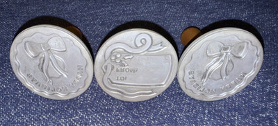 x3 Nordic Ware Christmas Winter Holiday Cookie Stamps Wood Handle Made in USA