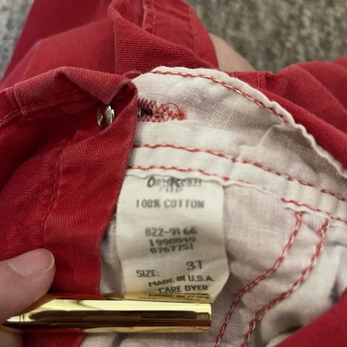 Vintage 1990s Osh Kosh B'Gosh Red Denim Overalls size Toddler 3T Made in USA - Picture 5 of 6