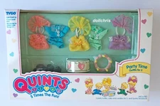 1989 Vintage TYCO QUINTS PARTY TIME Outfits Shoes for 5 Dolls 1560-2 New NRFB