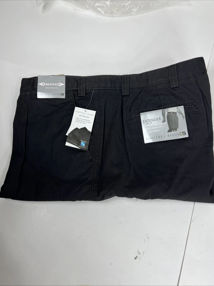 NWT Geoffrey Beene Pleat Shorts. Extender Waistband Black 48 Navy - Image 3 of 4