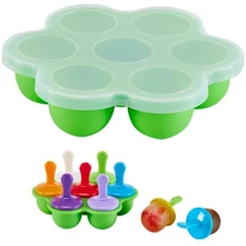 Silicone Popsicle Molds 7-cavity Ice Baby Food Storage Container with Lid