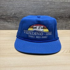 Vintage South Dakota Vending Inc Hat Cap Snap Back Blue Rope Advertising 90s