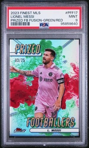 2023 TOPPS FINEST MLS PRIZED FOOTBALLERS FUSION #PFF17 LIONEL MESSI 3/25 PSA 9