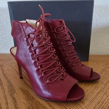 Vince Camuto Peep Toe Stiletto Bootie VC Chiane Raved Red size 6.5 New