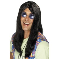 Herren PerüCke FüR Hippie KostüMe Schwarz 70Er Jahre LanghaarperüCke Karneval