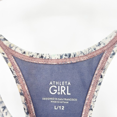 Athleta Girls Beach Swimming Competition Ice Pink Camo One Piece Swimsuit 12 - Picture 6 of 8