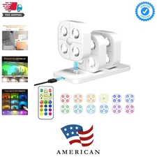 Art Deco Rechargeable Wireless Puck Lights with Remote - Motion Sensor, 3 Pack