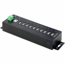 StarTech 10-Port Industrial USB 2.0 HUB, Rugged USB Hub w/ESD Level 4