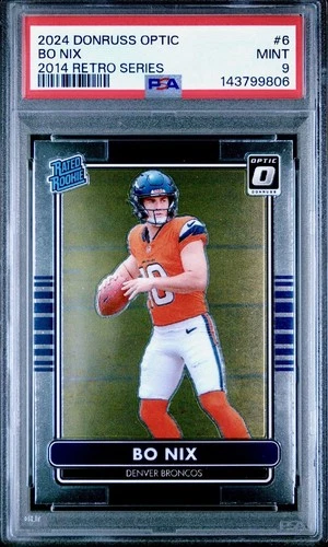 Bo Nix ROOKIE 2024 Donruss Optic Football 2014 Retro Series #6 PSA 9 Mint