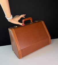 Vintage 1940s brown typewriter case KEY wedge hard small suitcase 1950s luggage