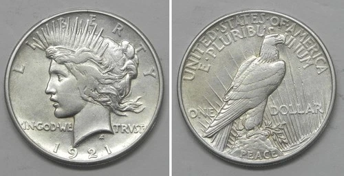 X7242  1921 Peace Dollar, VF details, cleaned