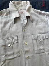 Vintage 50s Western Gabardine Loop Collar Shirt Mens Medium Blue Rockabilly USA