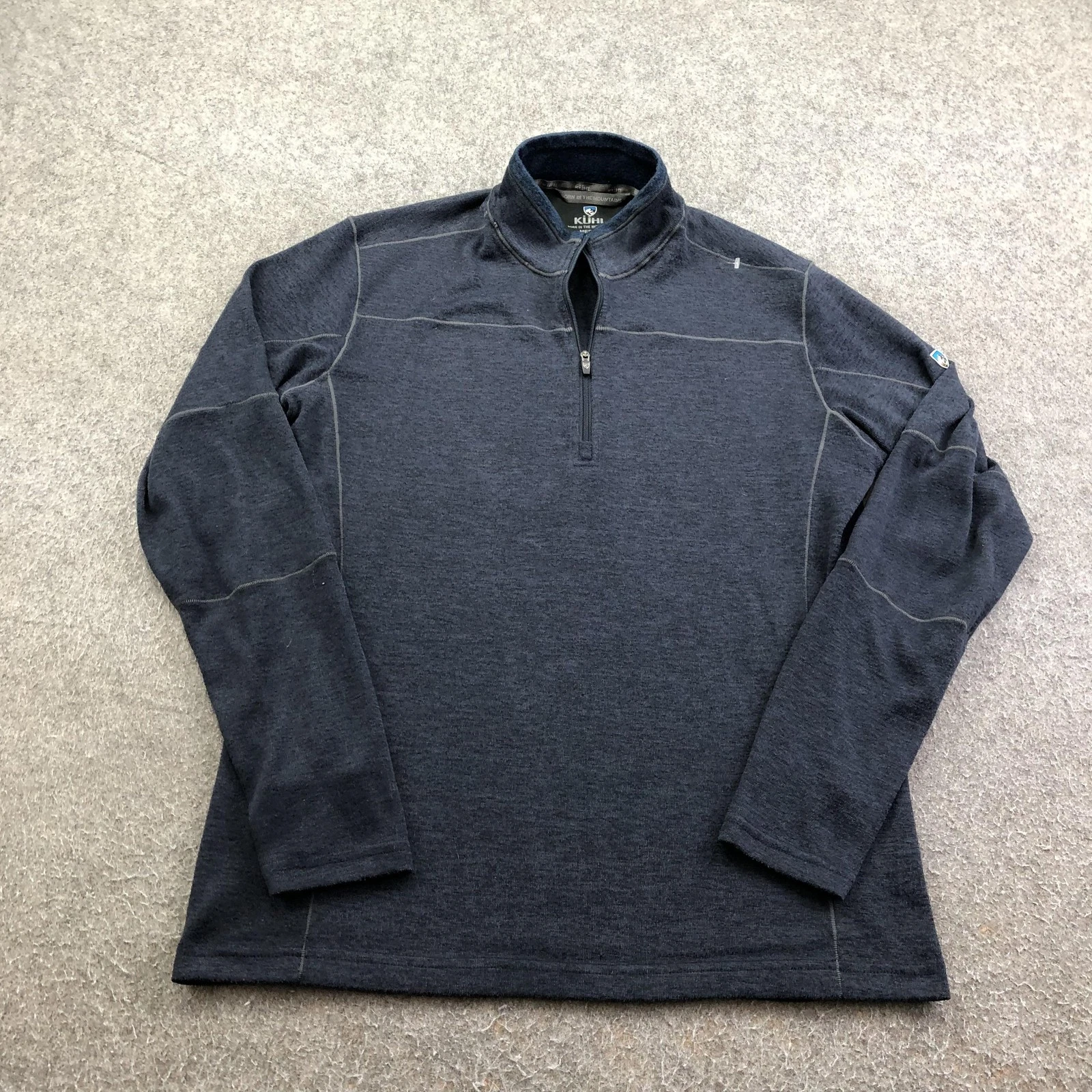 Kuhl Pullover Mens Medium Blue 1/4 Zip Long Sleeve Fleece Hiking Top Performance