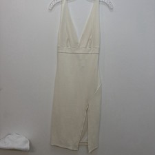 Windsor NWT White V-neck Backless Modi Dress With Slit, Medium