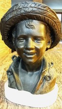 scultura in bronzo "Volto di fanciullo" - G. De Martino (1870 - 1935) 