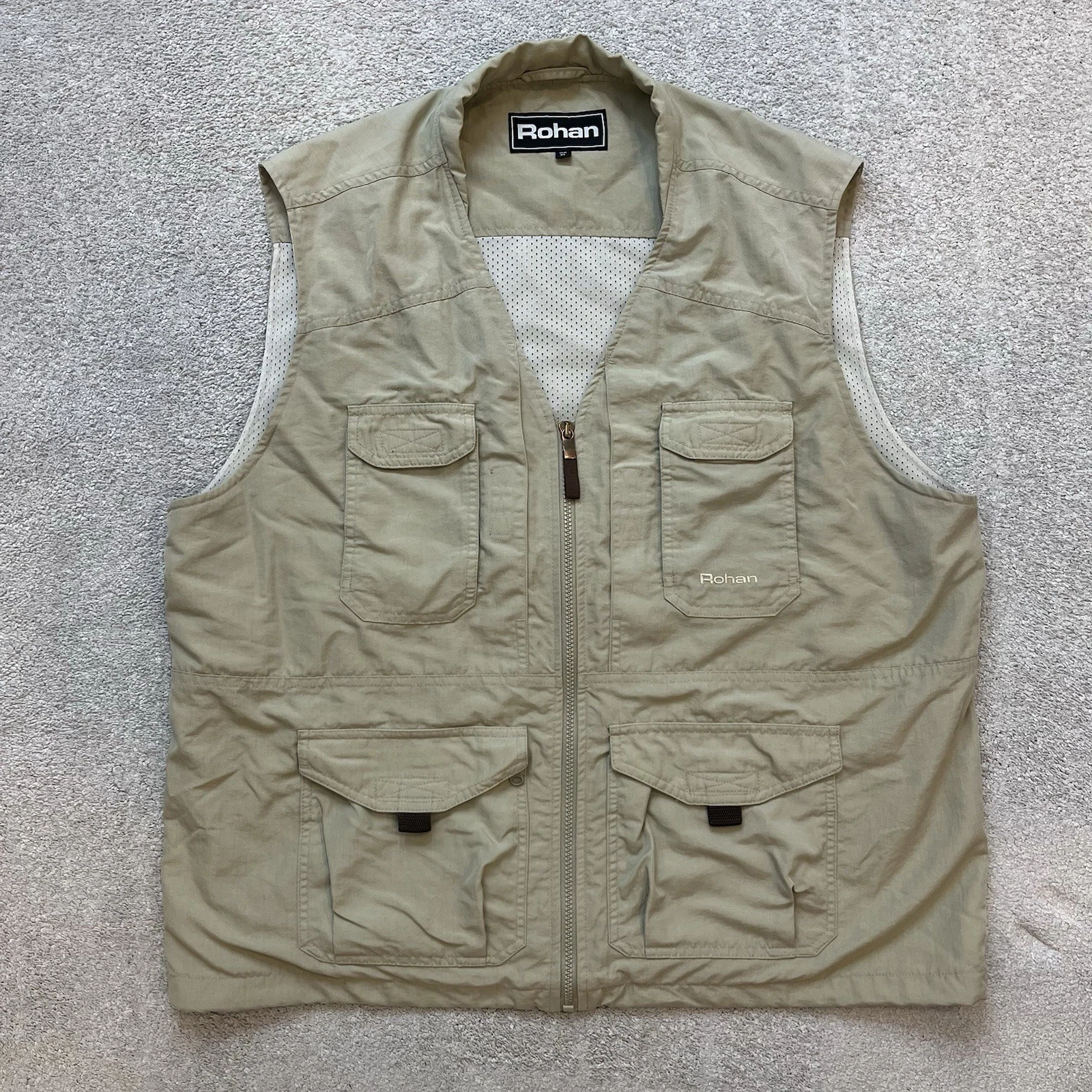 Rohan Cargo Vest Beige Utility Gilet Fishing Hunting Men’s XL