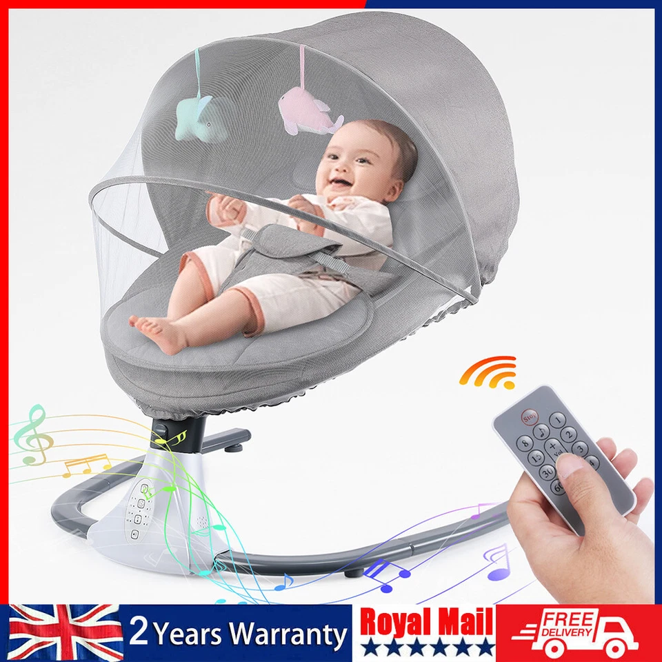 OYAJIA Bluetooth Electric Baby Swing Infant Cradle Bouncer Rocker Chair Music Remote UK